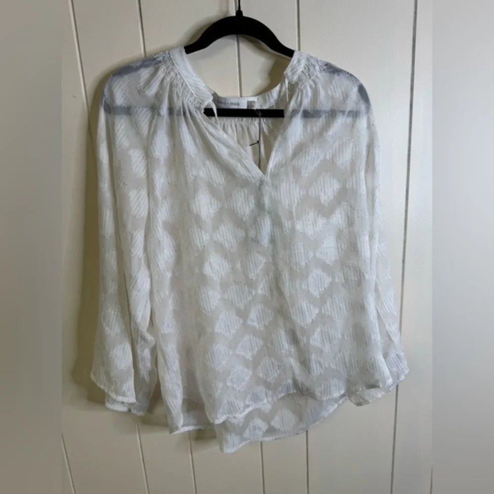 Bishop + Young Metallic Sheer Pullover Peasant S